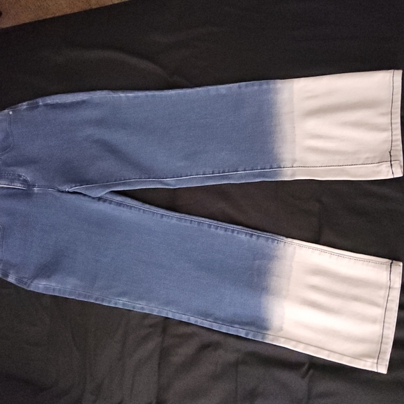 Blue and White Flare Jeans with Ombre Effect - Picture 1 of 2